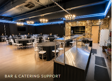 The full bar and catering support area