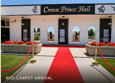 The red-carpet arrival at the venue entrance