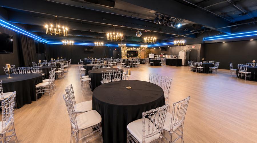 The open dance floor at Crown Prince Event Hall