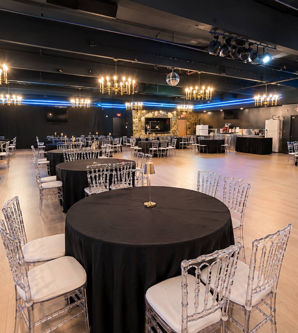 The open dance floor at Crown Prince Event Hall